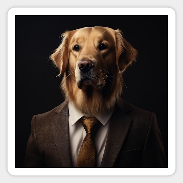 Golden Retriever Dog in Suit Magnet by Merchgard